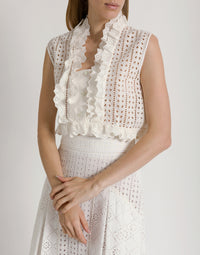 Top sans manches en dentelle Sangallo - White