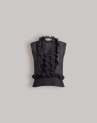 Top sans manches en dentelle Sangallo - Black