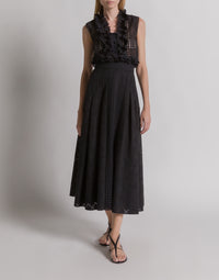 Top sans manches en dentelle Sangallo - Black