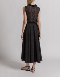 Top sans manches en dentelle Sangallo - Black