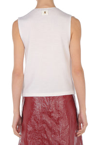 Top Sans Manches à Détails Volantés - White