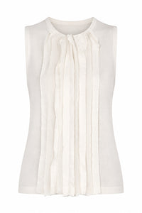 Top Sans Manches à Détails Volantés - White