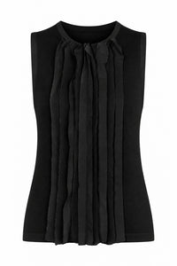Top Sans Manches à Détails Volantés - Black
