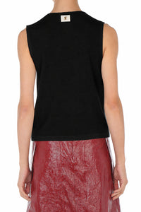 Top Sans Manches à Détails Volantés - Black
