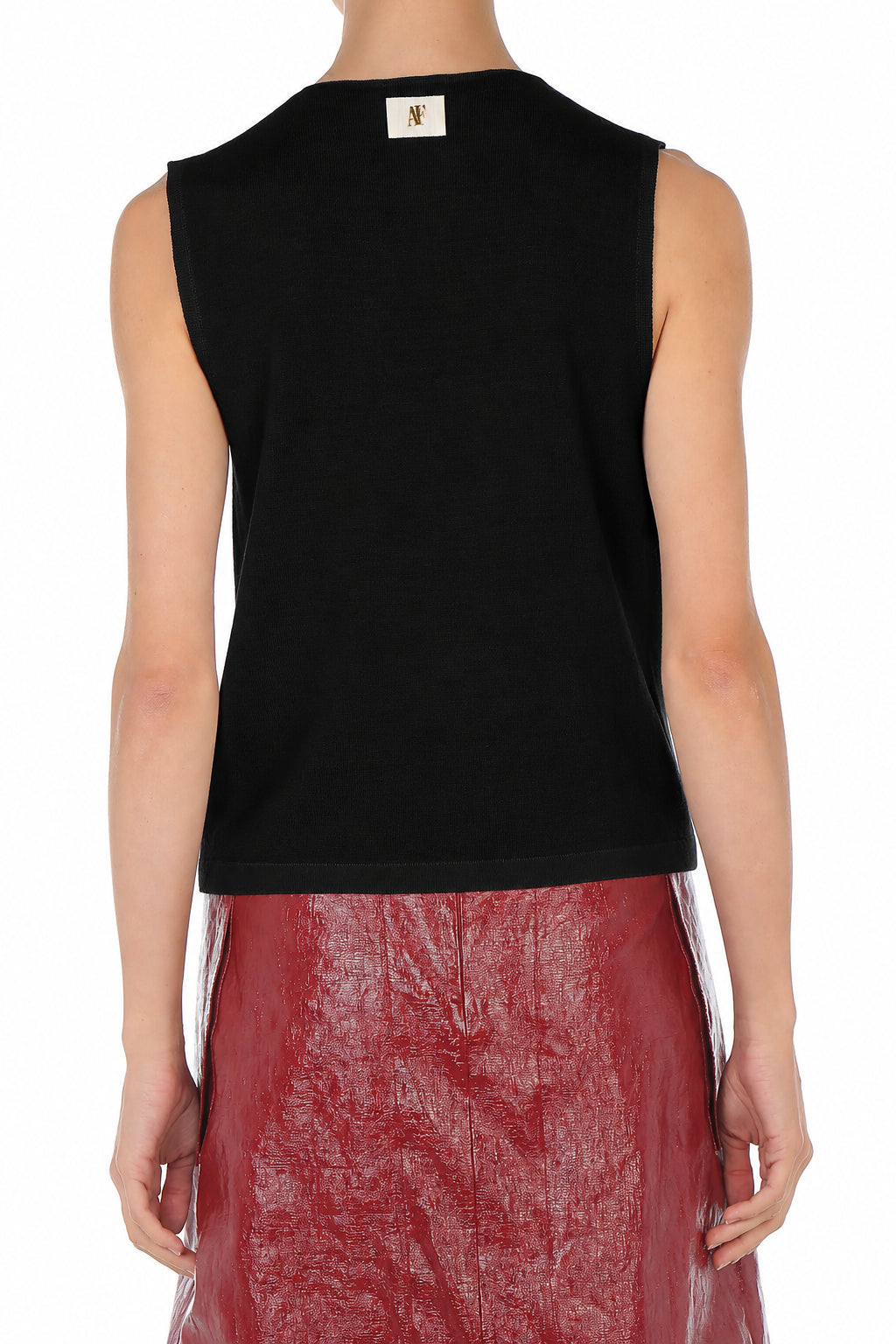 Top Sans Manches à Détails Volantés - Black