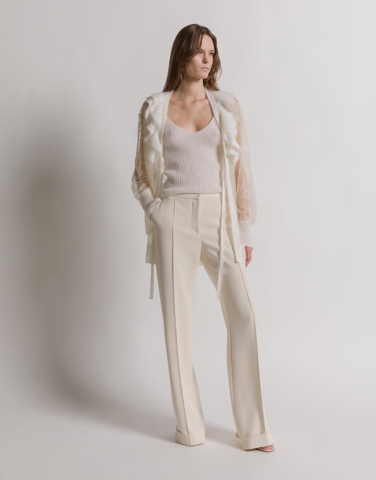 Top en laine et mohair - White