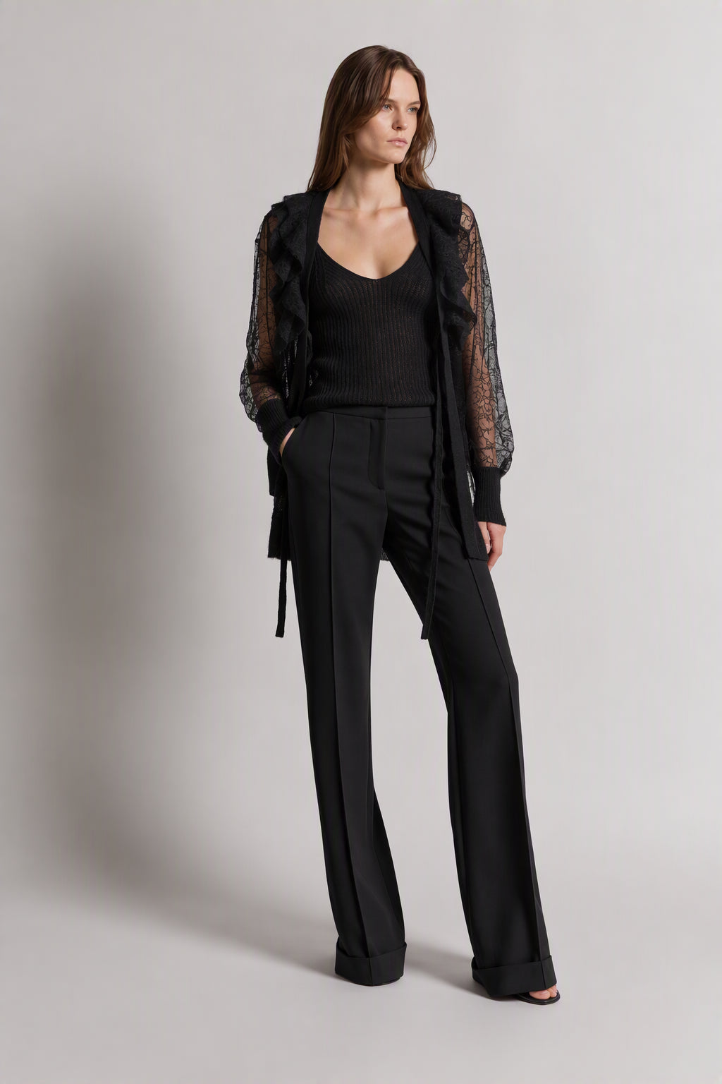 Top en laine et mohair - Black