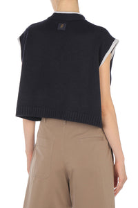 Pull Sans Manches Brodé de Motifs Floraux - Blue