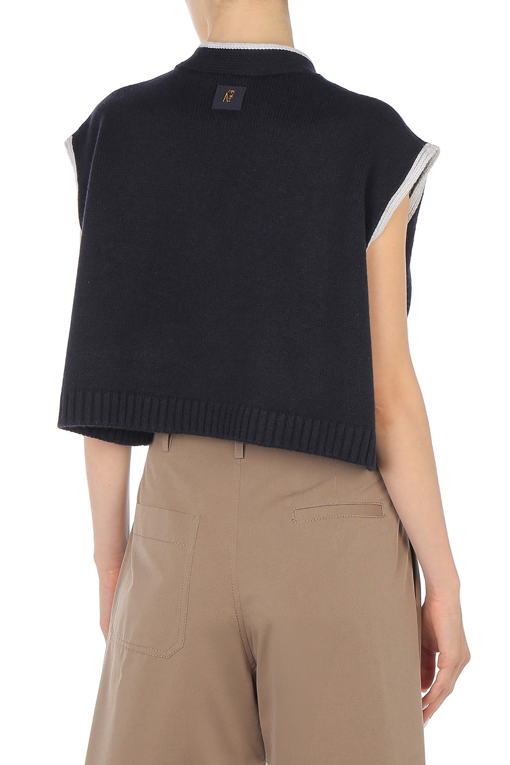 Pull Sans Manches Brodé de Motifs Floraux - Blue