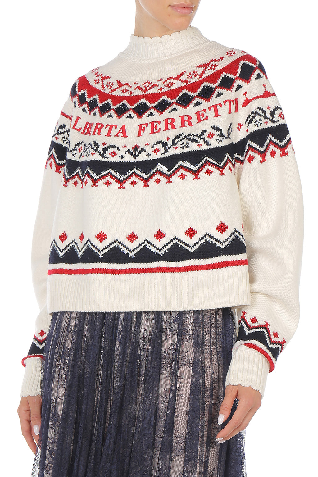 Pull Fair Isle pour l'après-ski - White