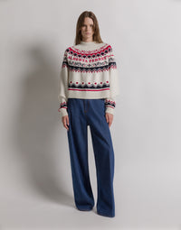 Pull Fair Isle pour l'après-ski - White