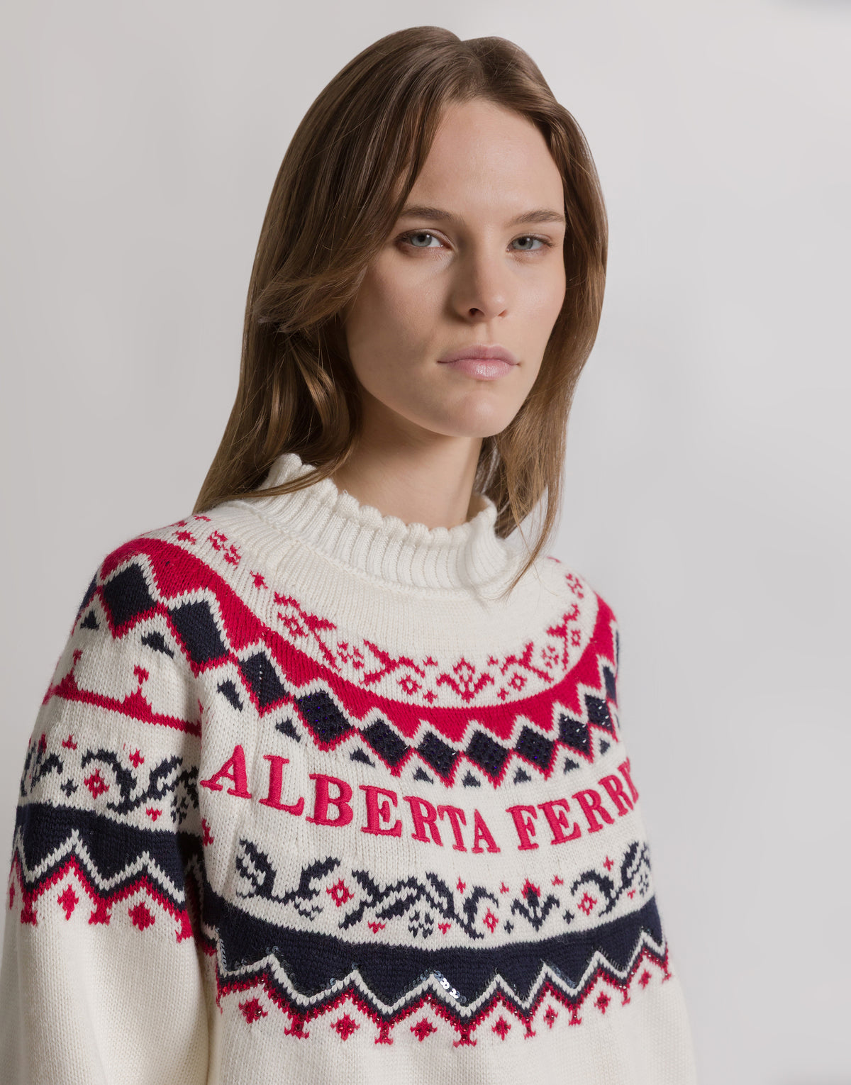Pull Fair Isle pour l'après-ski - White