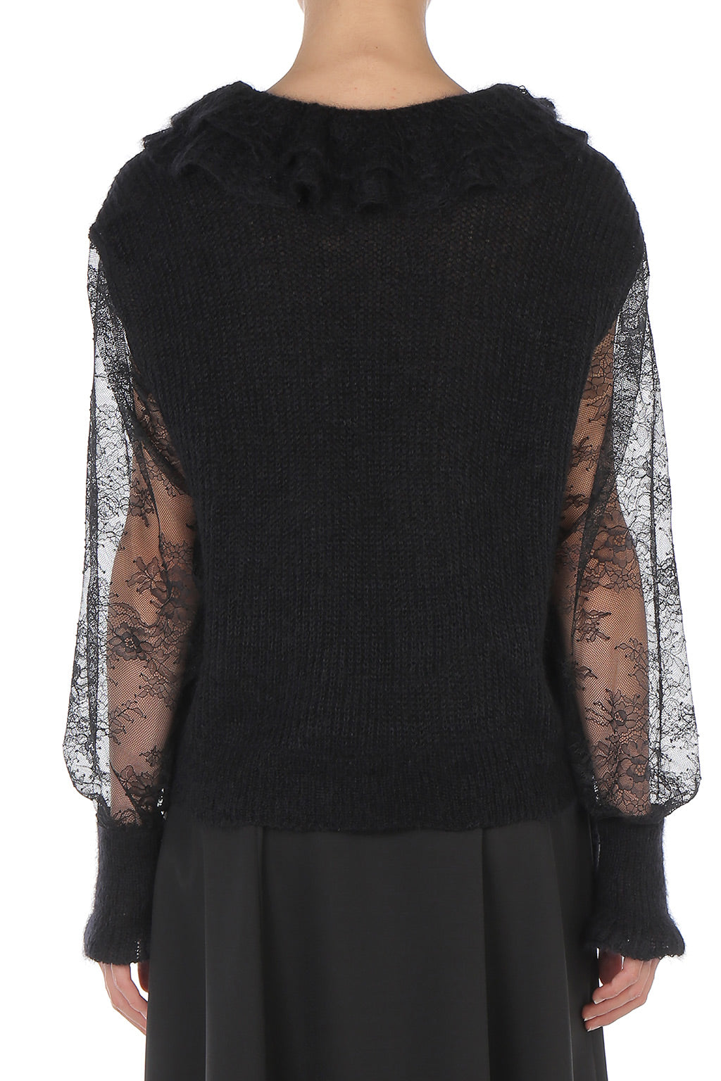 Top Transparent en Dentelle à Volants - Black