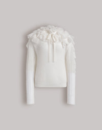 Pull à volants en mohair - White