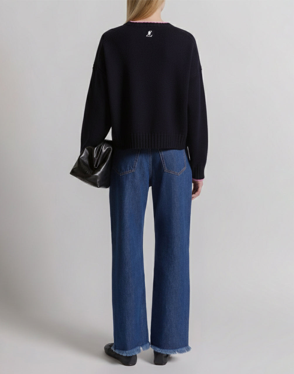 Pull en cachemire brodé Herbarium - Blue