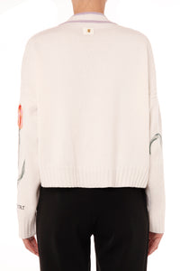 Cardigan brodés Herbarium - White
