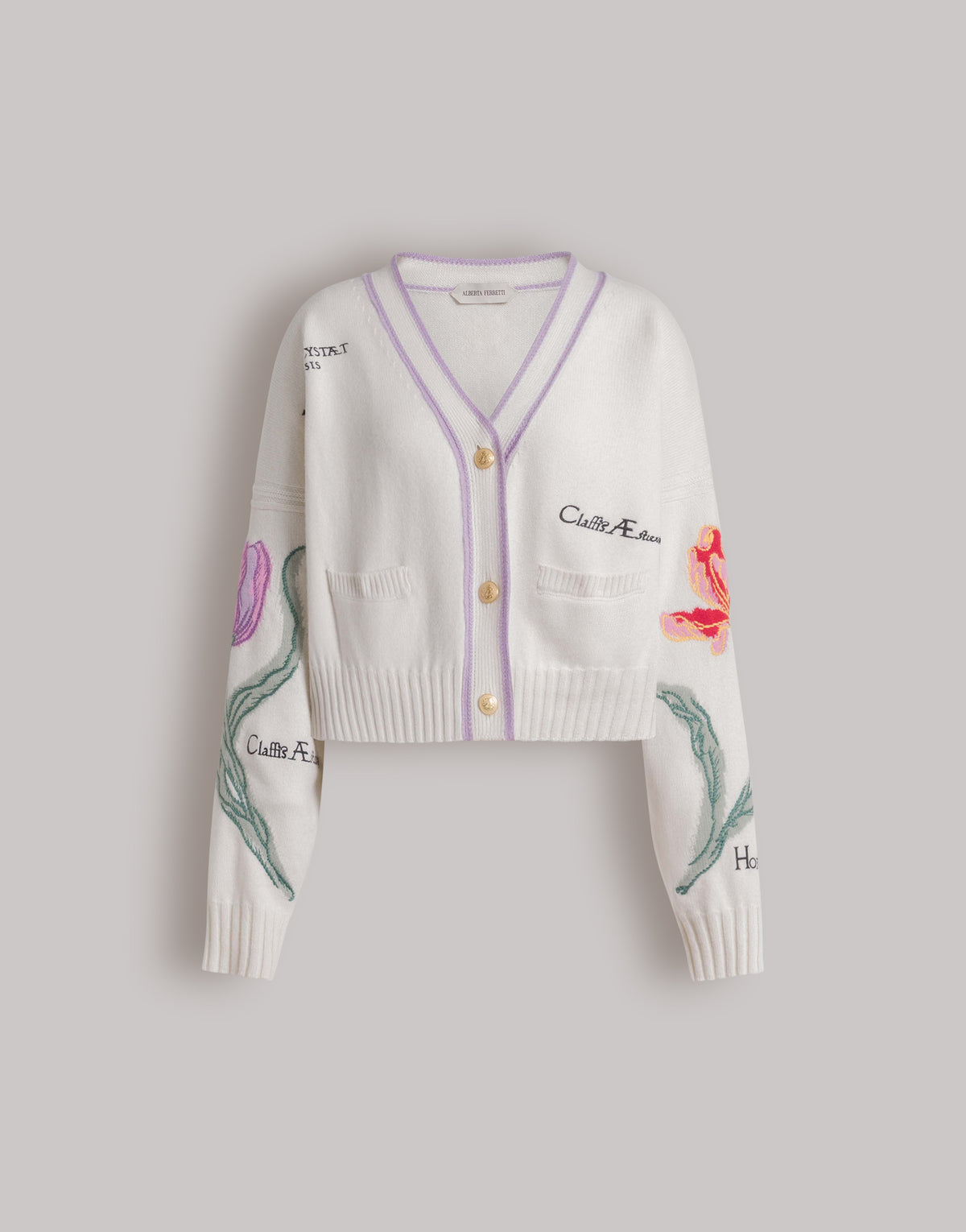 Cardigan brodés Herbarium - White