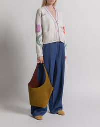 Cardigan brodés Herbarium - White