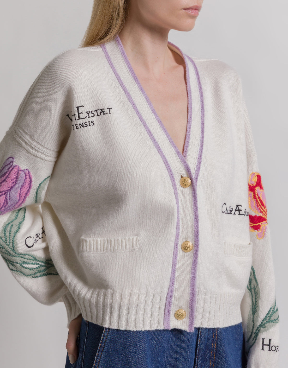 Cardigan brodés Herbarium - White