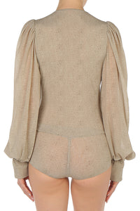 Body avec col en V et manches larges - Light beige