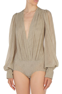 Body avec col en V et manches larges - Light beige