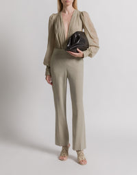 Body avec col en V et manches larges - Light beige