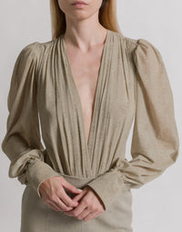 Body avec col en V et manches larges - Light beige