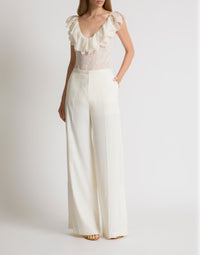 Body avec col en V et manches larges - Ivory