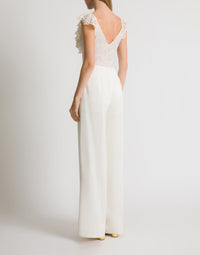 Body avec col en V et manches larges - Ivory