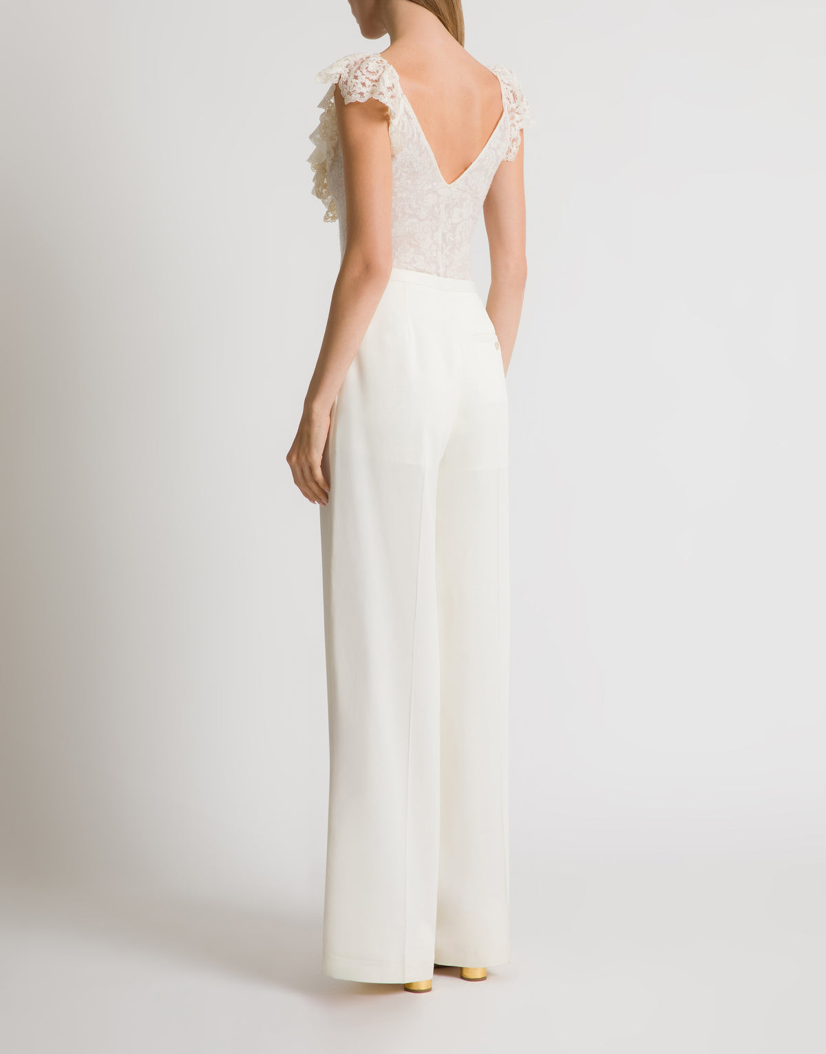 Body avec col en V et manches larges - Ivory