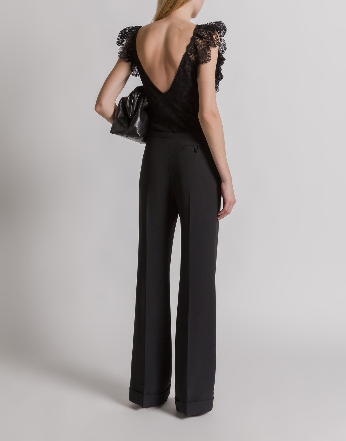Body avec col en V et manches larges - Black