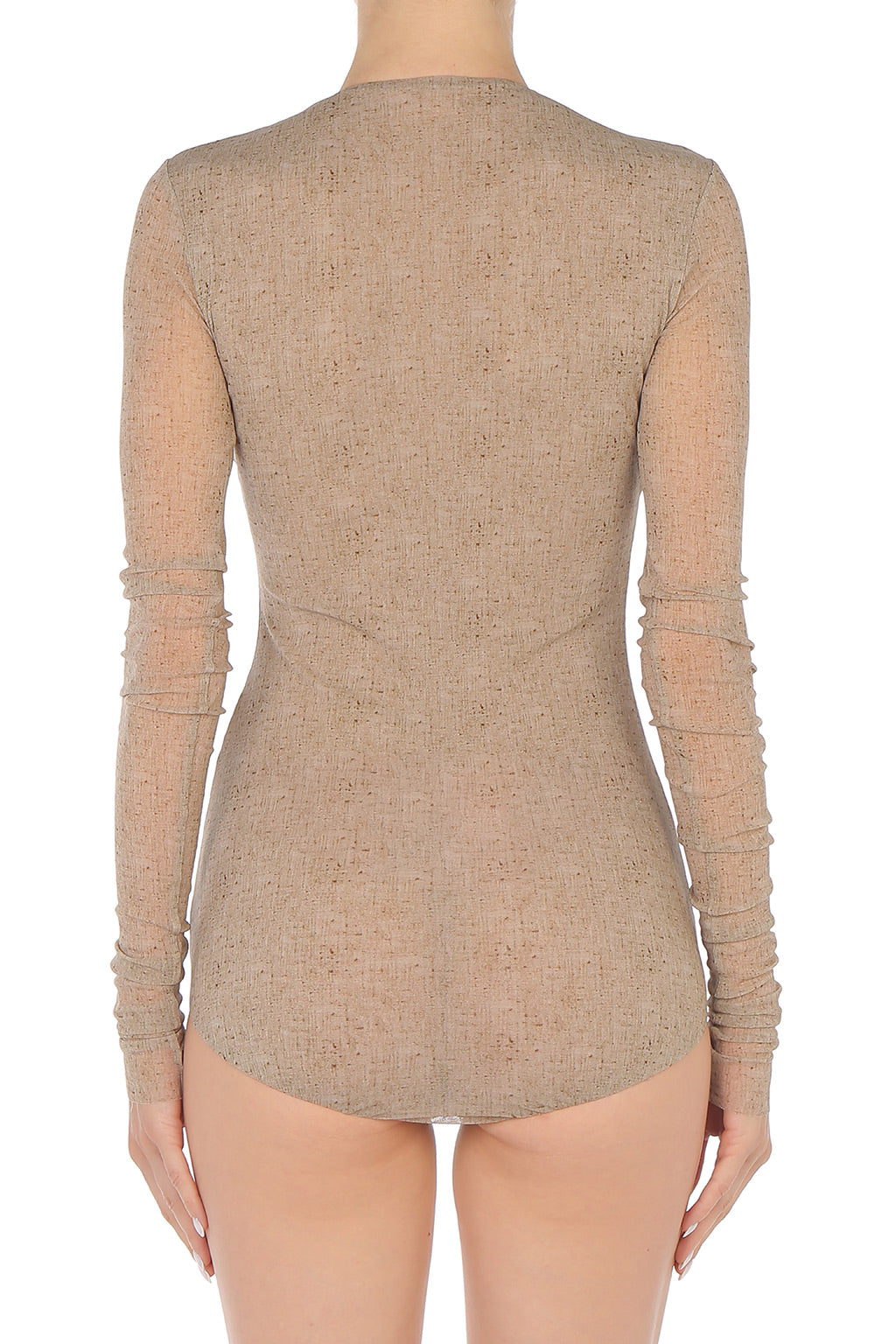 Body en tulle imprimé - Beige