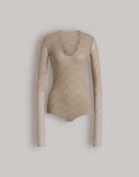 Body en tulle imprimé - Beige