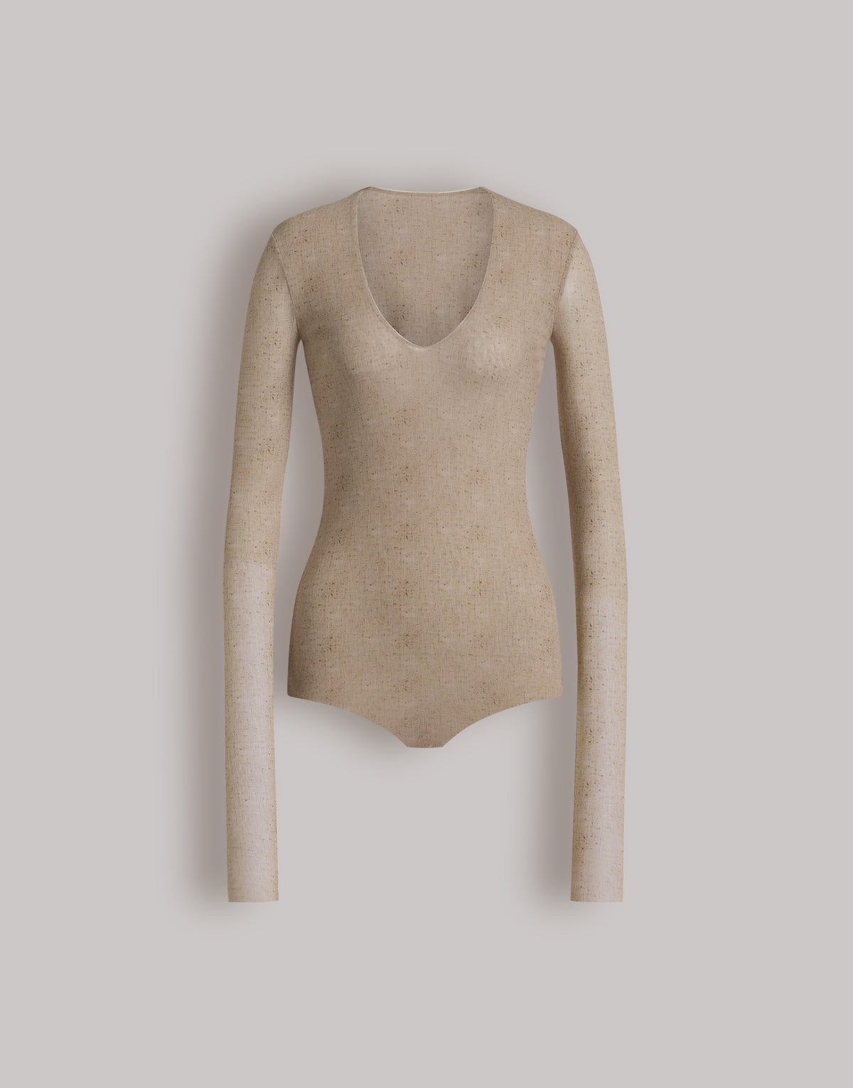 Body en tulle imprimé - Beige