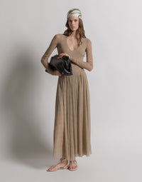 Body en tulle imprimé - Beige