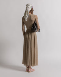 Body en tulle imprimé - Beige