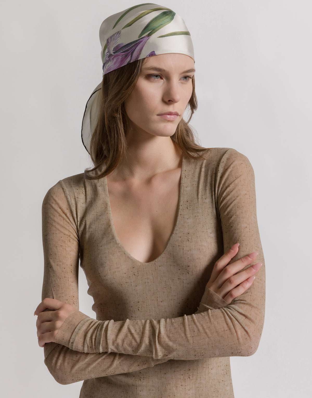 Body en tulle imprimé - Beige