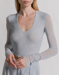 Body en tulle imprimé - Light blue