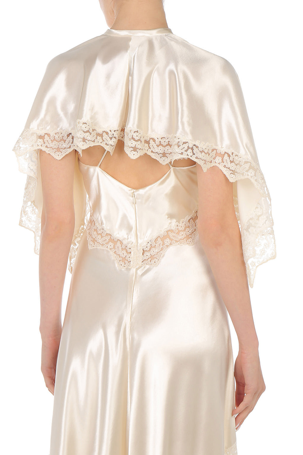 Cape en Satin à Dentelle - White