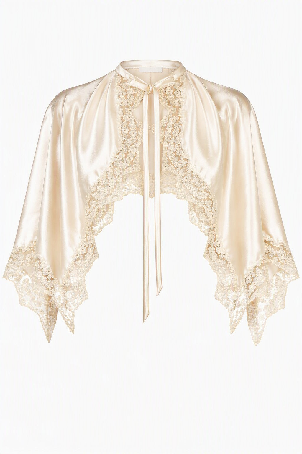 Cape en Satin à Dentelle - White