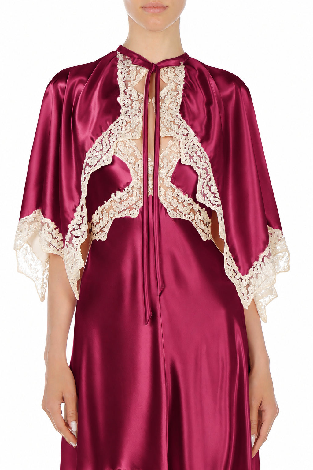 Cape en Satin à Dentelle - Purple
