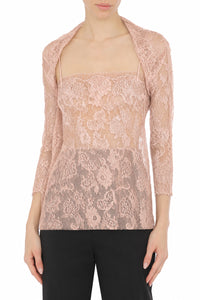 Boléro Transparent en Dentelle - Beige