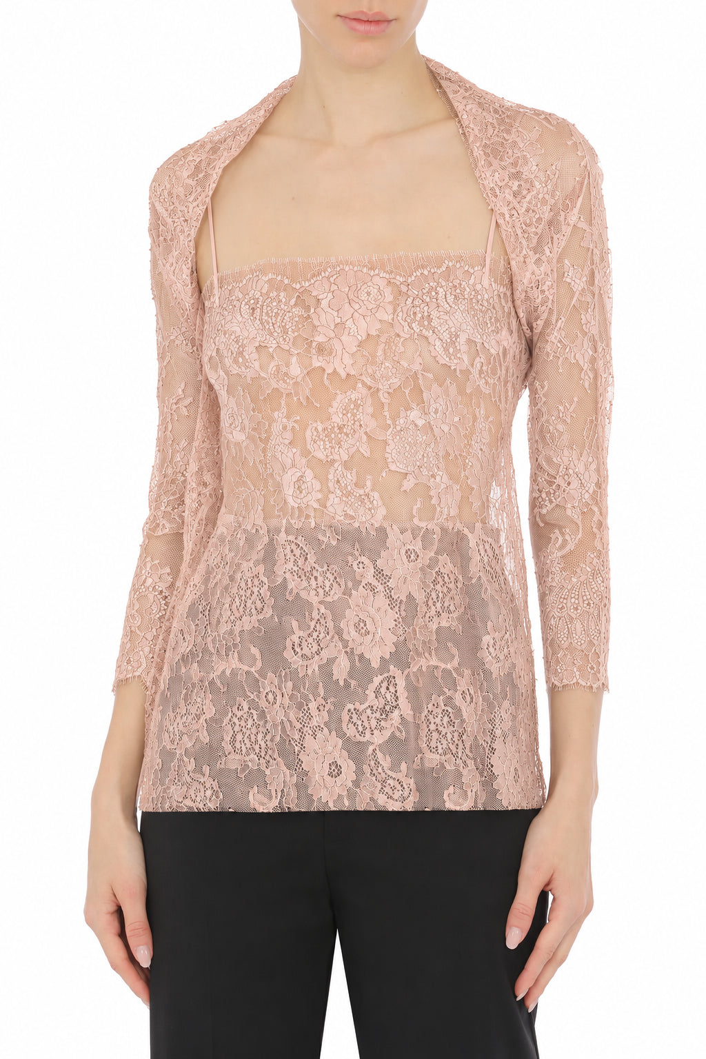 Boléro Transparent en Dentelle - Beige