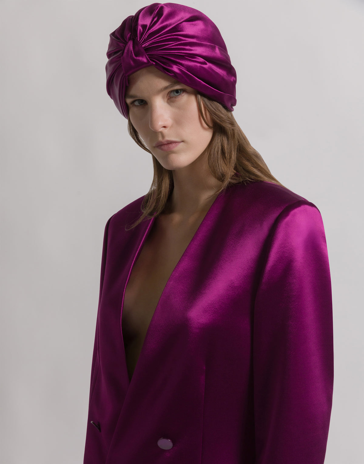 Turban en satin brillant - Purple