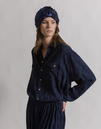 Turban en satin brillant - Blue