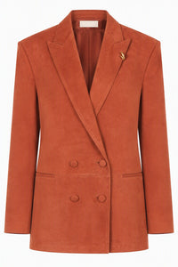 Blazer Croisé en Daim - Brown