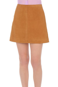 Mini-jupe en daim - Brown Orange
