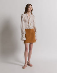 Mini-jupe en daim - Brown Orange