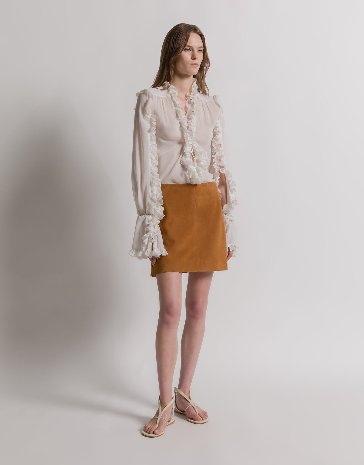 Mini-jupe en daim - Brown Orange