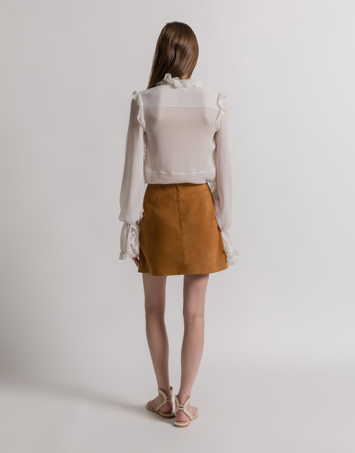 Mini-jupe en daim - Brown Orange